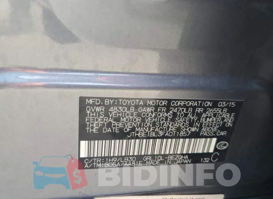 JTHBE1BL3FA011857 Photo# 12