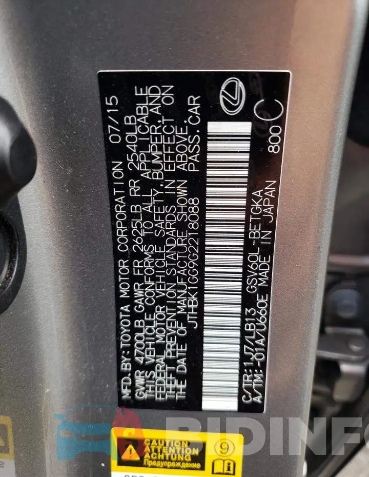 JTHBK1GG9G2218088 Photo# 12
