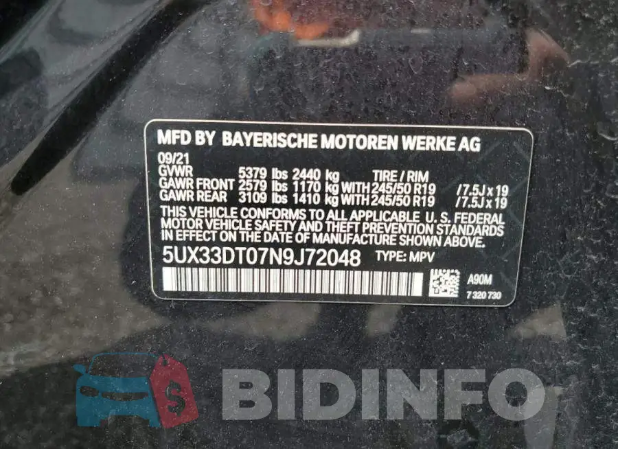 5UX33DT07N9J72048 Photo# 13