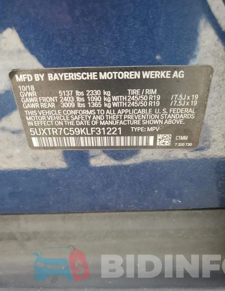 5UXTR7C59KLF31221 Photo# 12