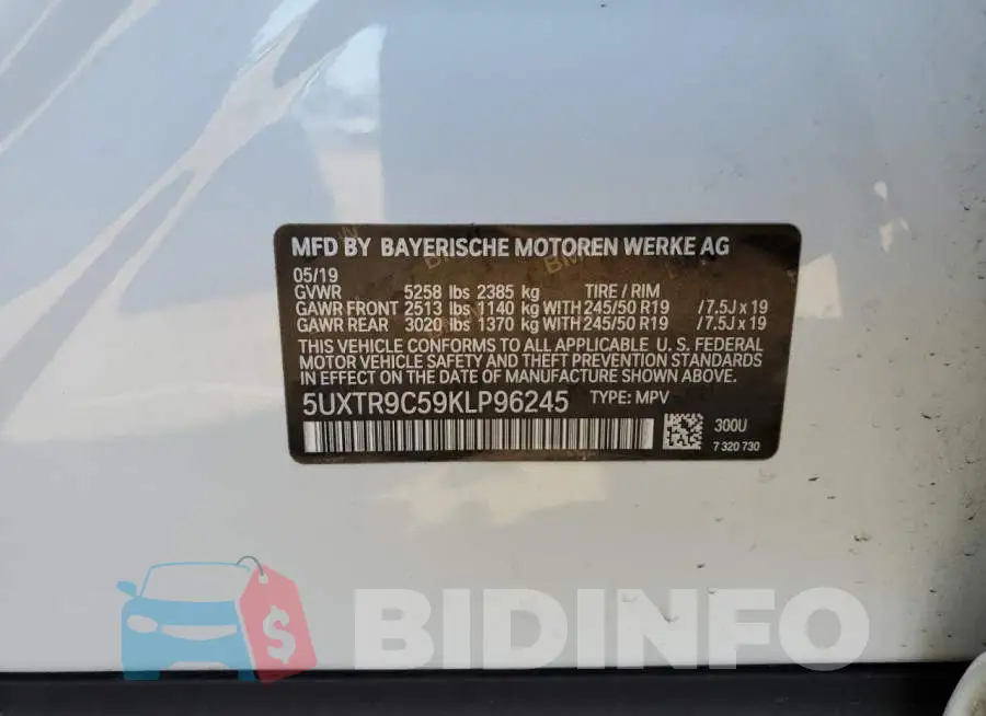 5UXTR9C59KLP96245 Photo# 13