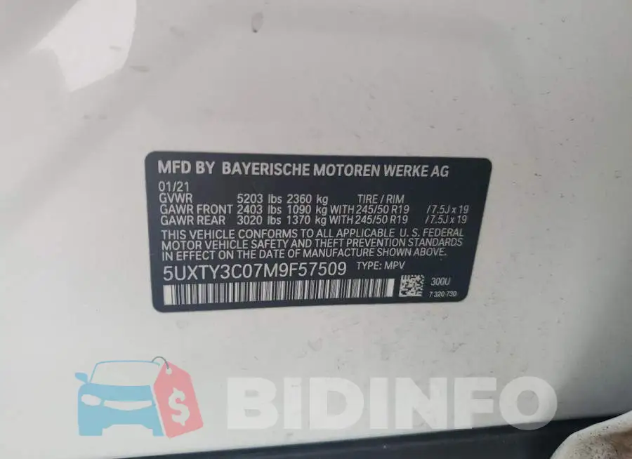 5UXTY3C07M9F57509 Photo# 12