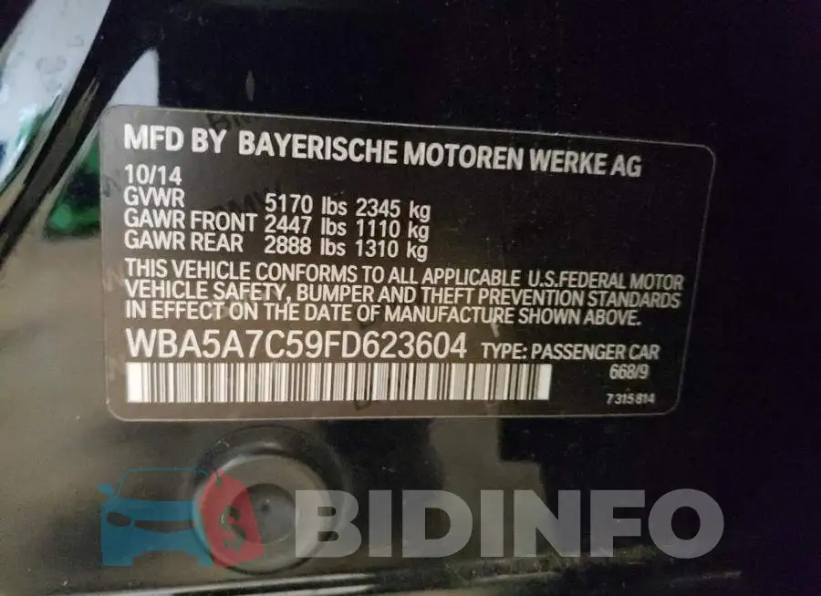 WBA5A7C59FD623604 Photo# 12