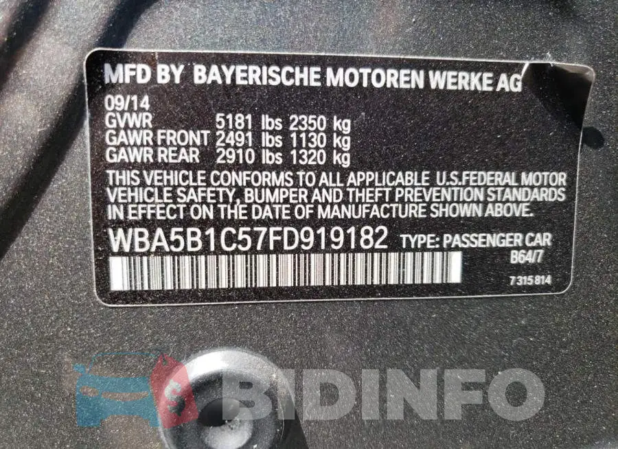 WBA5B1C57FD919182 Photo# 12