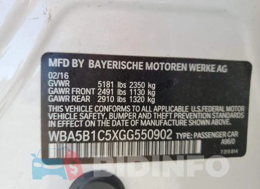 WBA5B1C5XGG550902 Photo# 12