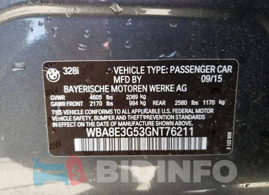 WBA8E3G53GNT76211 Photo# 12