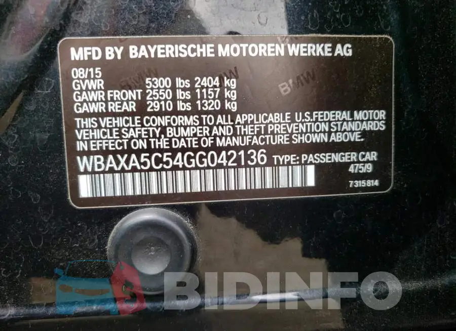 WBAXA5C54GG042136 Photo# 12