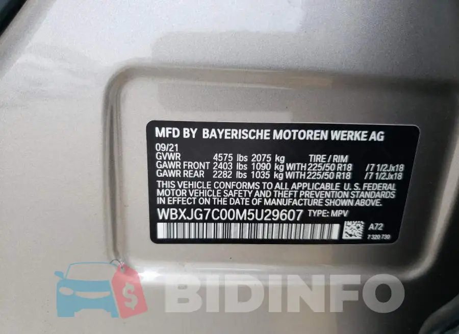 WBXJG7C00M5U29607 Photo# 13