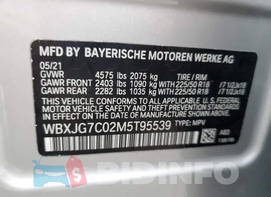 WBXJG7C02M5T95539 Photo# 13