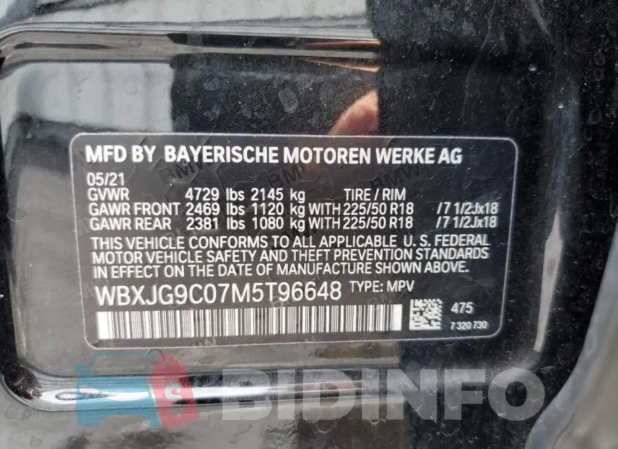 WBXJG9C07M5T96648 Photo# 13