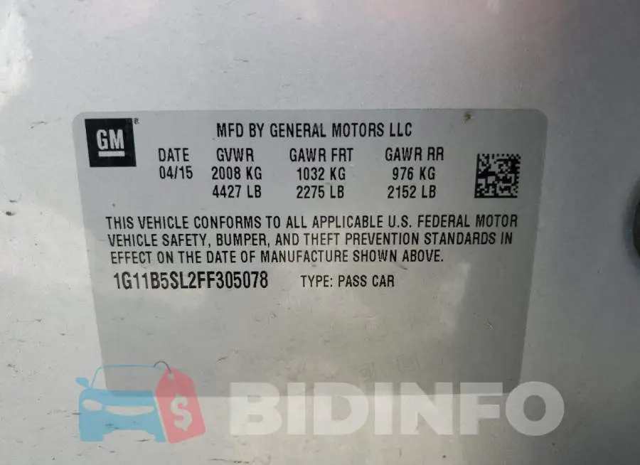 1G11B5SL2FF305078 Photo# 12