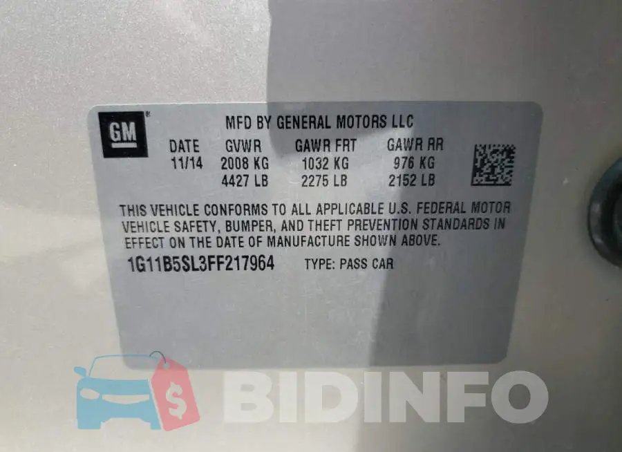 1G11B5SL3FF217964 Photo# 12