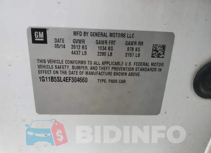 1G11B5SL4EF304660 Photo# 12