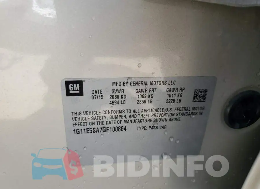 1G11E5SA7GF100864 Photo# 12