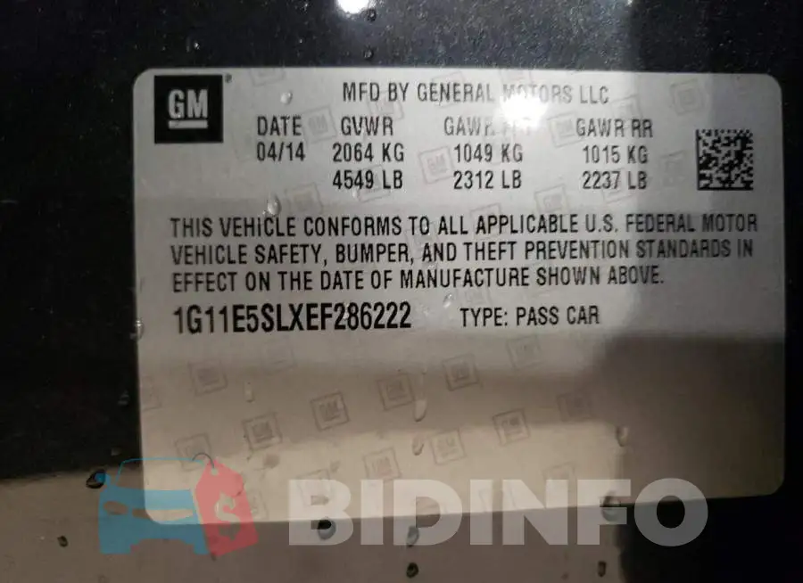 1G11E5SLXEF286222 Photo# 12