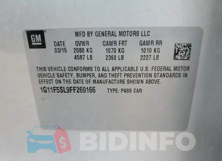 1G11F5SL9FF269166 Photo# 12