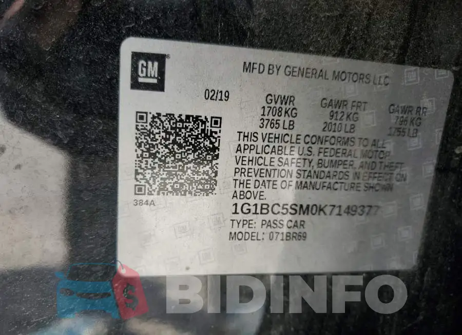 1G1BC5SM0K7149377 Photo# 12