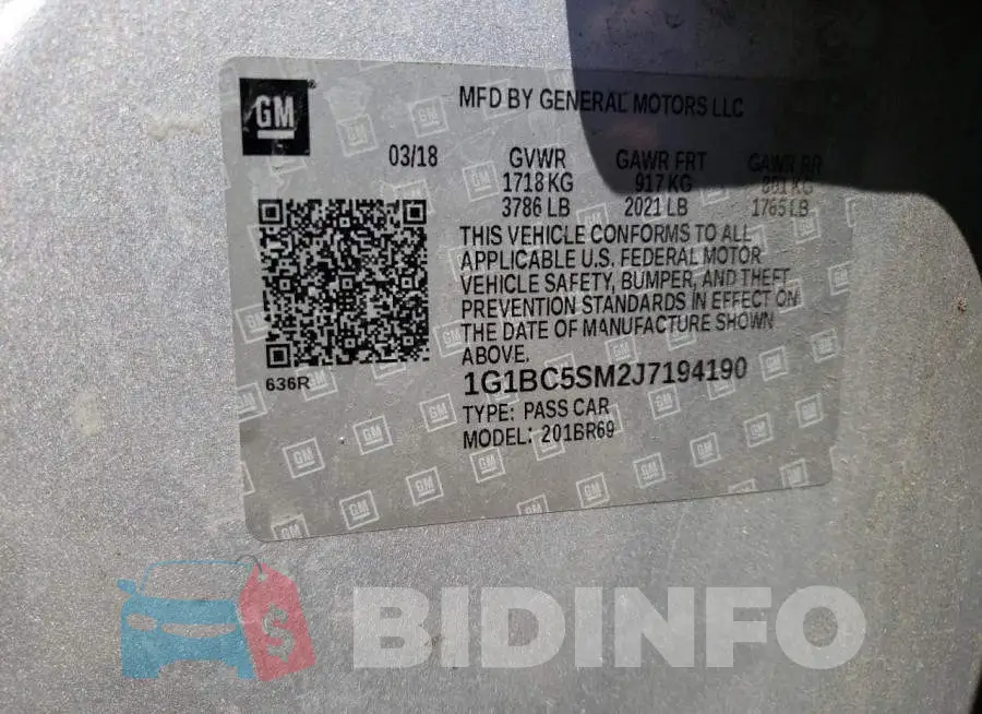 1G1BC5SM2J7194190 Photo# 12