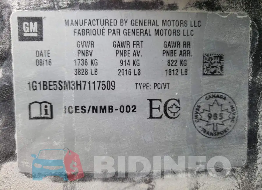 1G1BE5SM3H7117509 Photo# 12