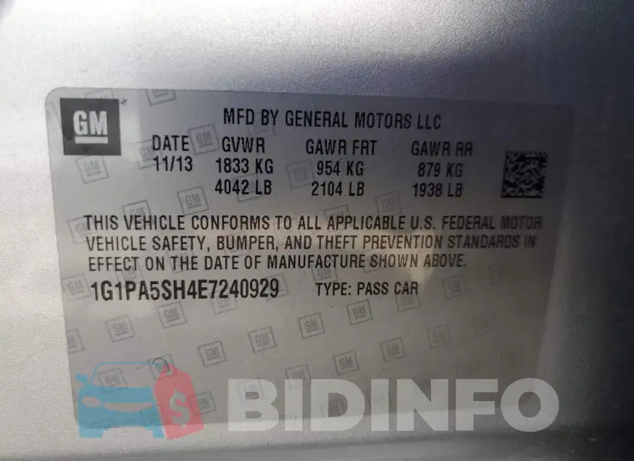 1G1PA5SH4E7240929 Photo# 12