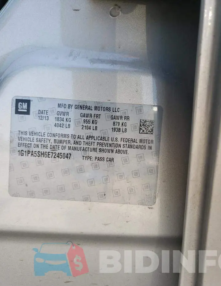 1G1PA5SH6E7245047 Photo# 12