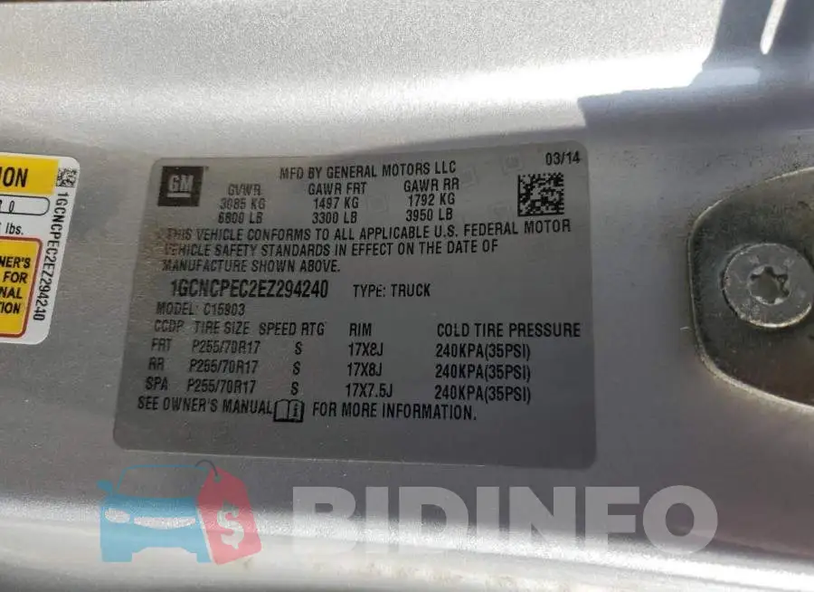 1GCNCPEC2EZ294240 Photo# 12