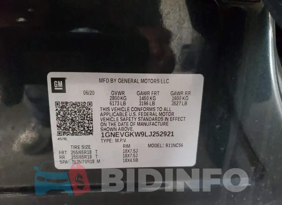 1GNEVGKW9LJ252921 Photo# 13