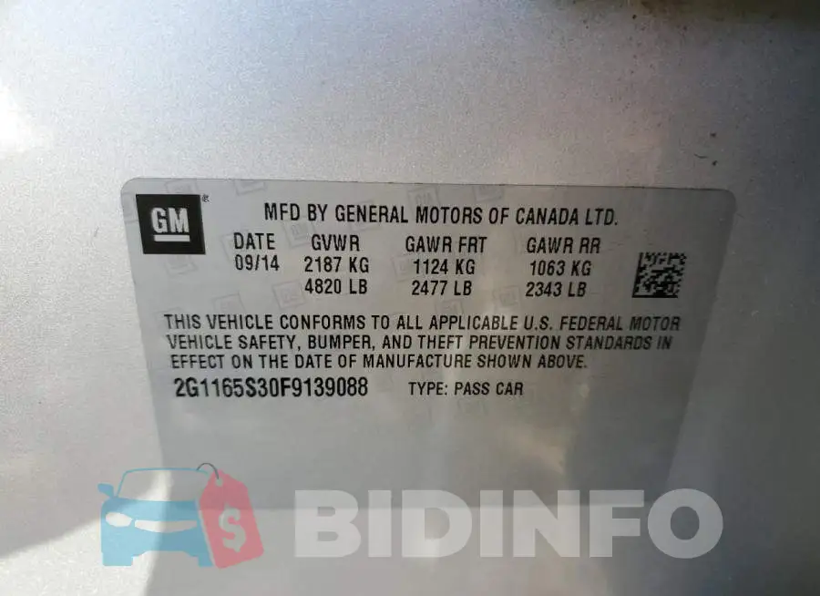 2G1165S30F9139088 Photo# 12