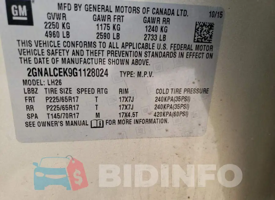 2GNALCEK9G1128024 Photo# 13