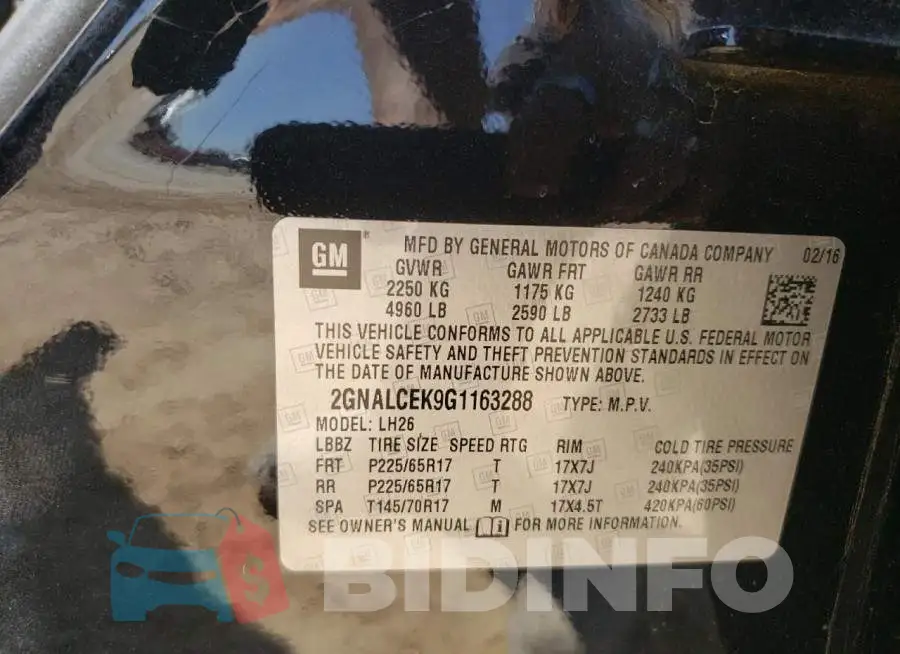 2GNALCEK9G1163288 Photo# 12