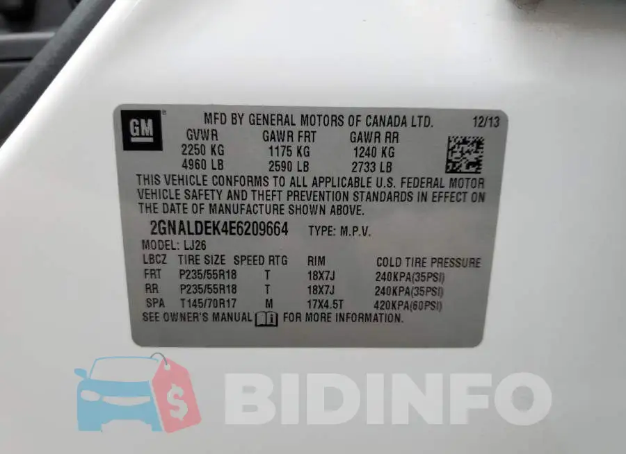 2GNALDEK4E6209664 Photo# 13