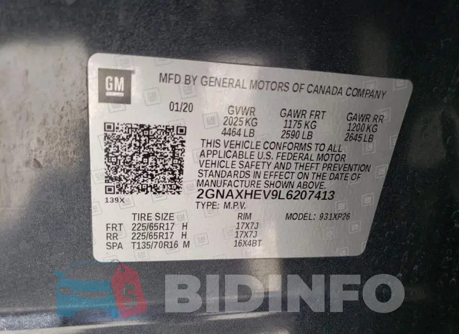2GNAXHEV9L6207413 Photo# 13