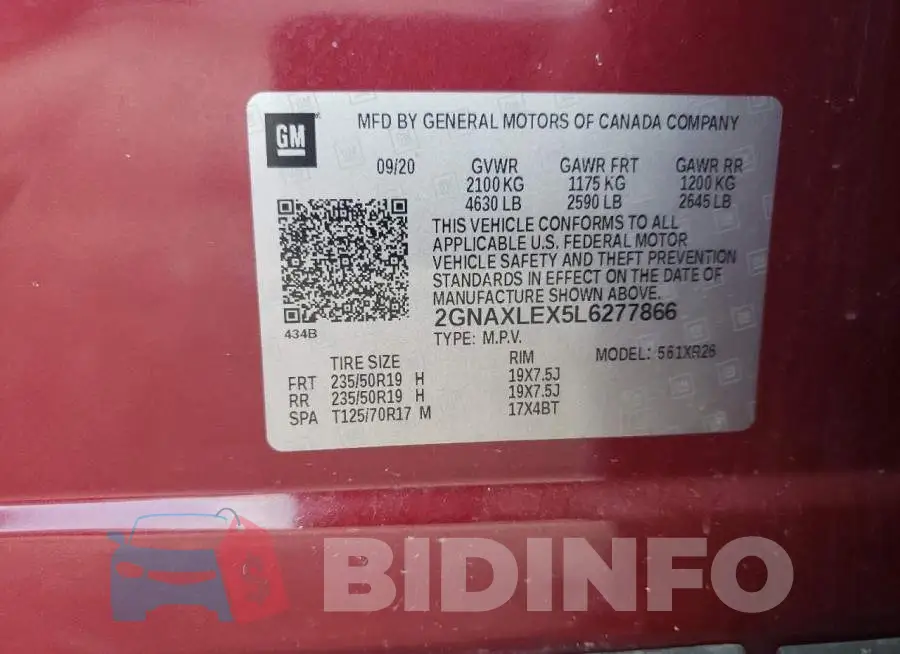 2GNAXLEX5L6277866 Photo# 13