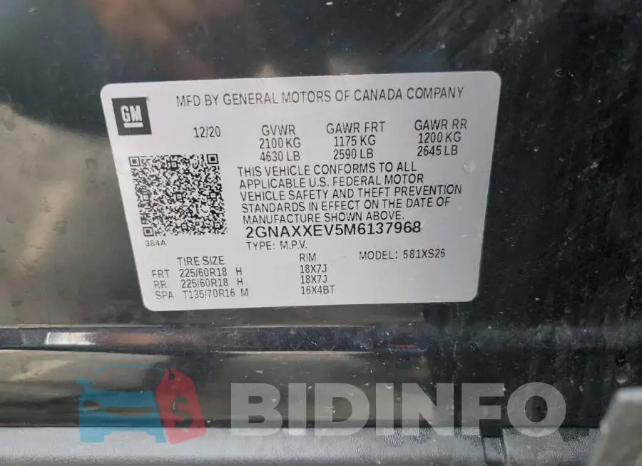 2GNAXXEV5M6137968 Photo# 14