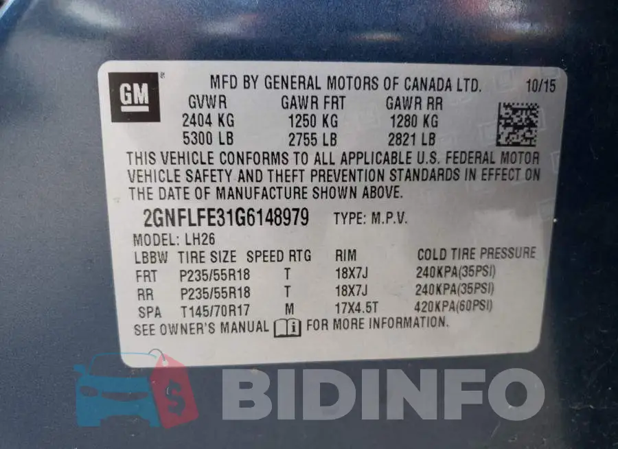 2GNFLFE31G6148979 Photo# 13