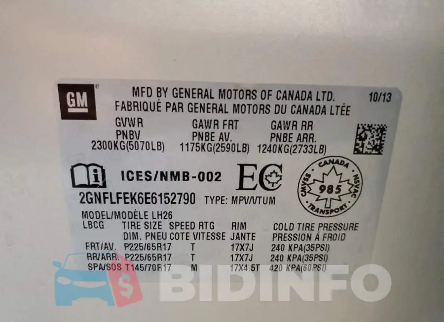 2GNFLFEK6E6152790 Photo# 12