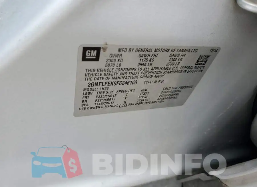 2GNFLFEK9F6246163 Photo# 12