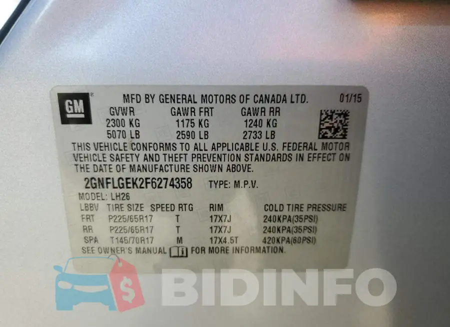 2GNFLGEK2F6274358 Photo# 13