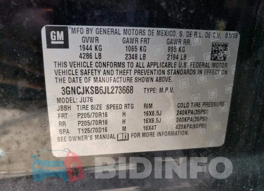 3GNCJKSB6JL273668 Photo# 12