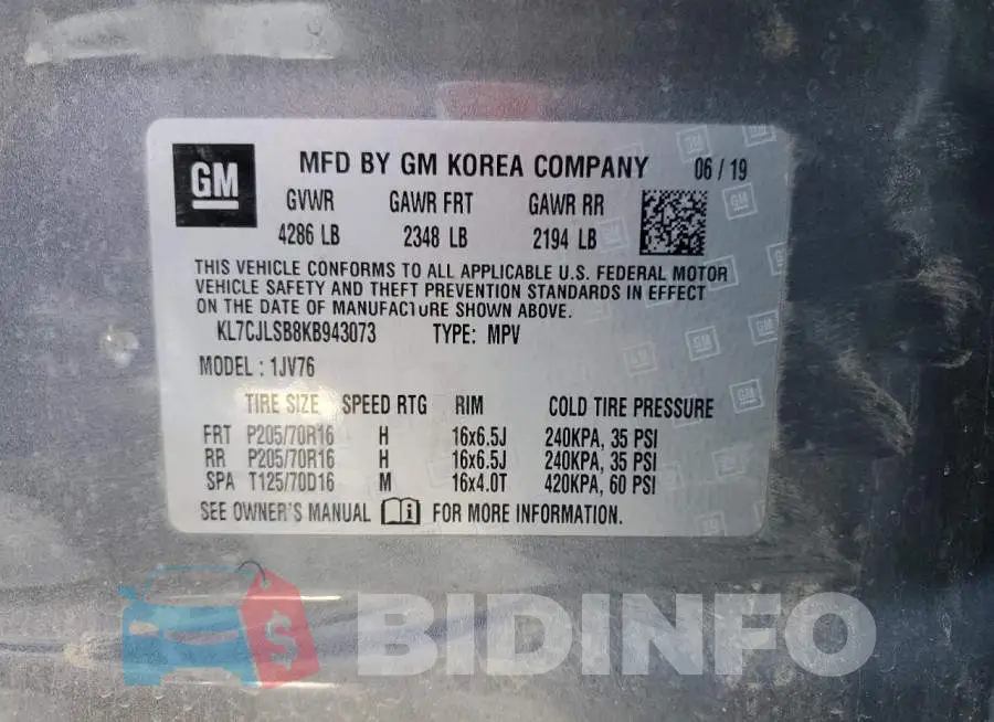 KL7CJLSB8KB943073 Photo# 14