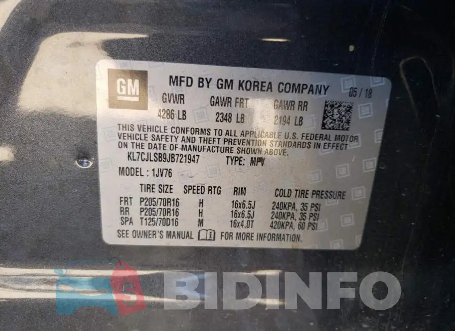 KL7CJLSB9JB721947 Photo# 13