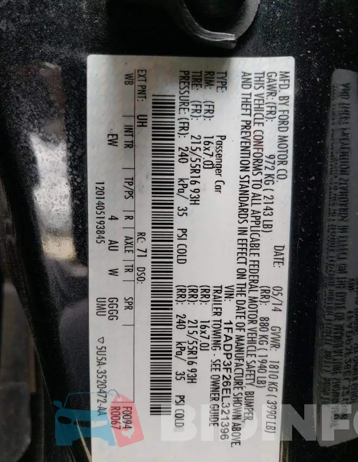 1FADP3F26EL321396 Photo# 12