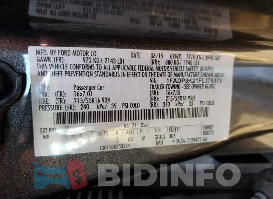 1FADP3K21FL375373 Photo# 12