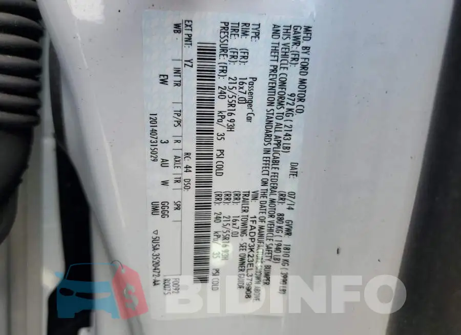 1FADP3K23EL379908 Photo# 12