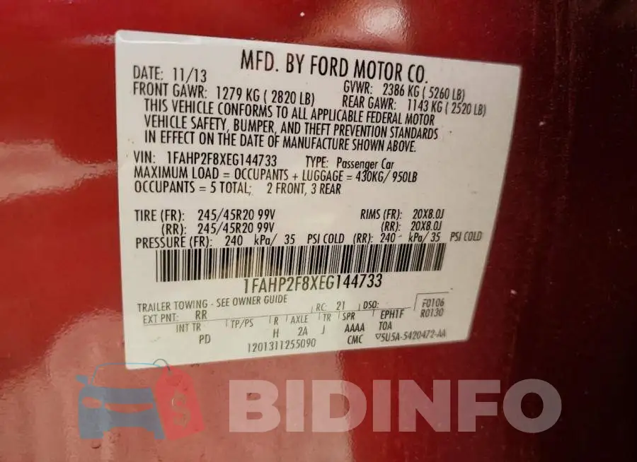 1FAHP2F8XEG144733 Photo# 13