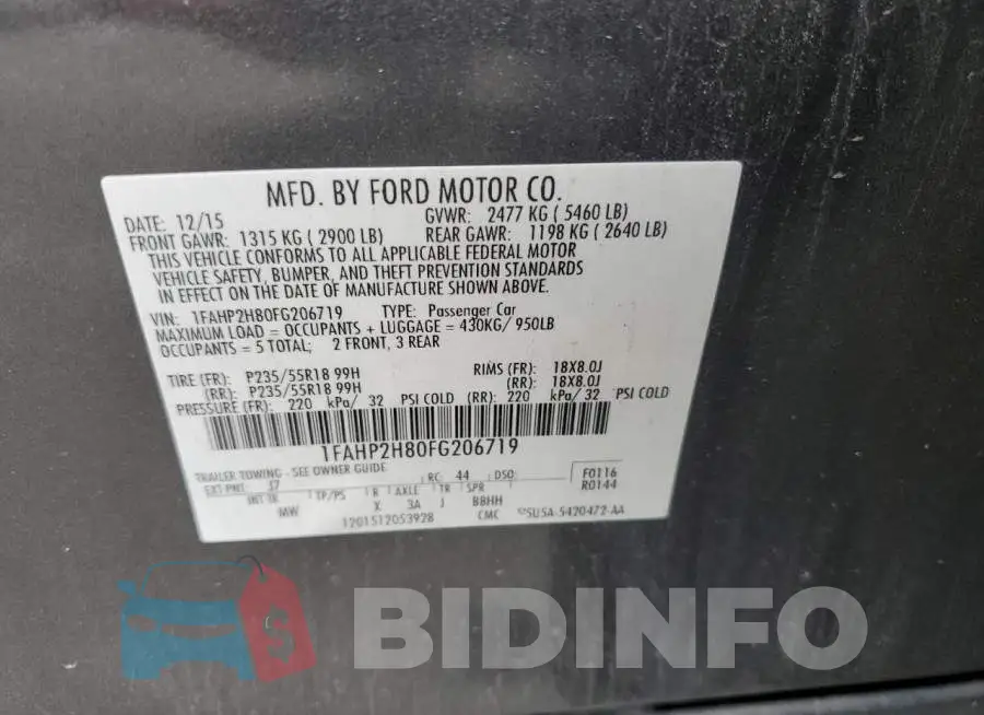 1FAHP2H80FG206719 Photo# 12