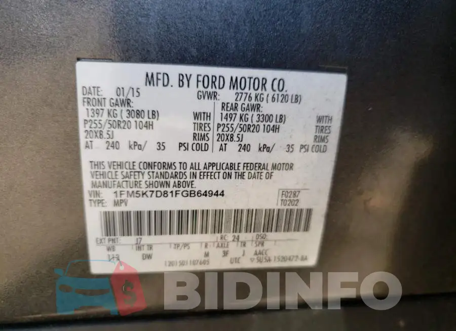 1FM5K7D81FGB64944 Photo# 13