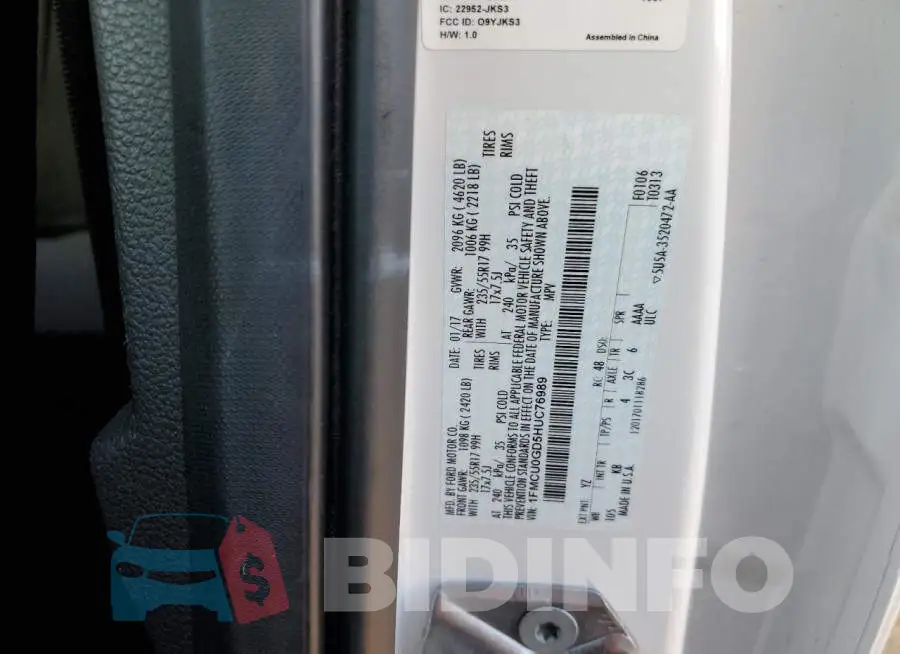 1FMCU0GD5HUC76989 Photo# 13