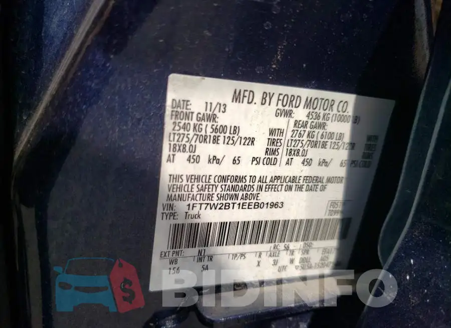1FT7W2BT1EEB01963 Photo# 12