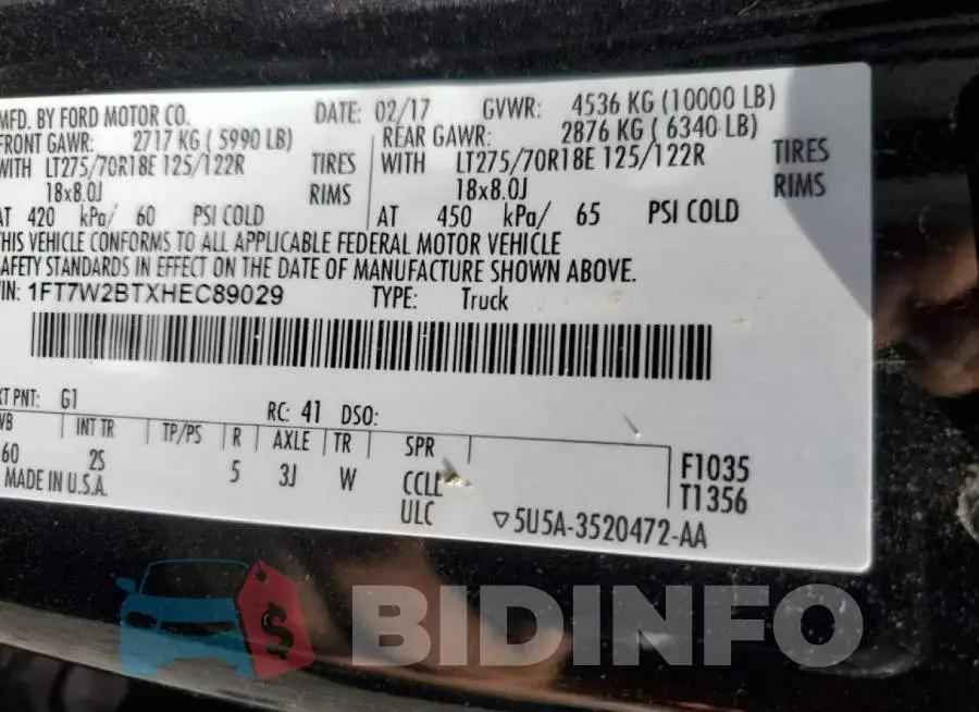 1FT7W2BTXHEC89029 Photo# 13